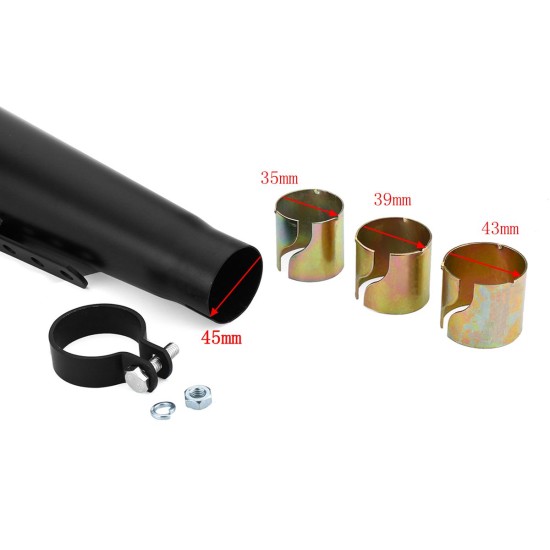 Motorcycle Cafe Racer Exhaust Pipe with Sliding Bracket Matte Black Silver Universal black