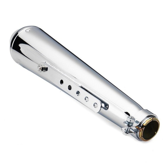 Motorcycle Cafe Racer Exhaust Pipe with Sliding Bracket Matte Black Silver Universal silver