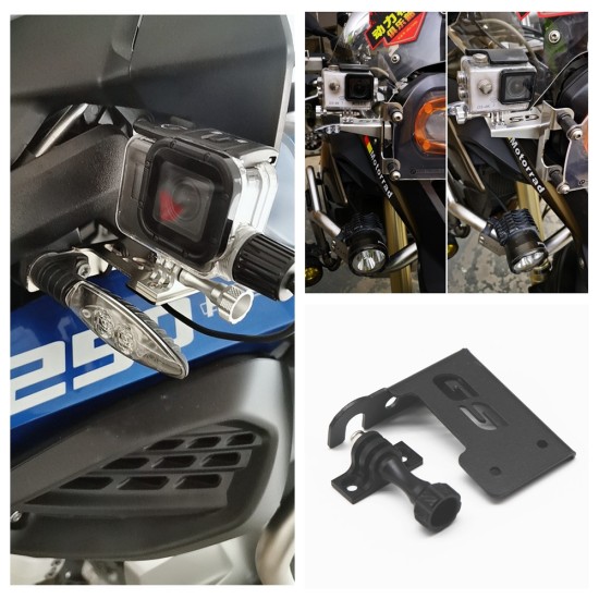 Motorcycle Front Left Bracket Support for BMW R1200GS R1250GS For Go Pro Dash Cam black