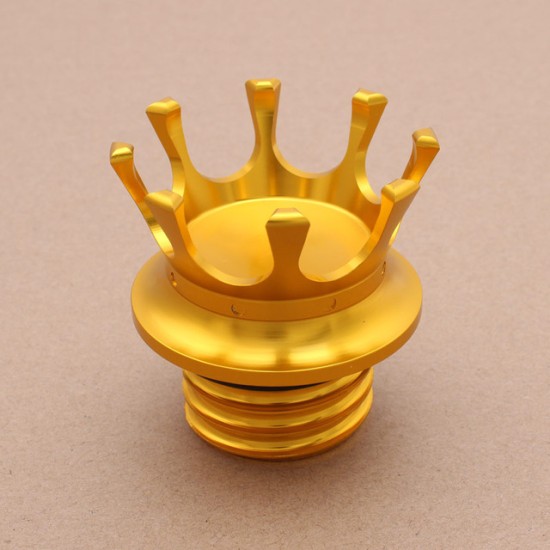 Motorcycle Gas Cap King Crown Style Flush Oil Fuel Tank Cap Golden