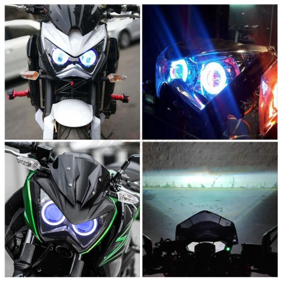 Motorcycle Led Light For Kawasaki Z800 Z250 Xenon Headlight Led Lens Headlamp Modified Headlight Assembly White angel eyes, blue demon eyes