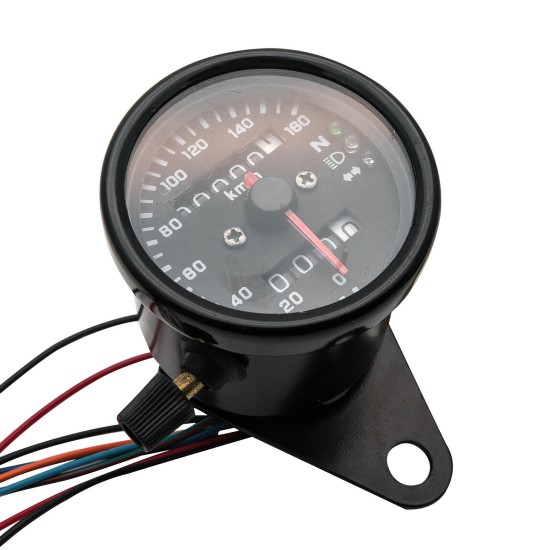 Motorcycle Odometer Speedometer Tachometer Speedo Meter LED For Honda Cafe Racer black