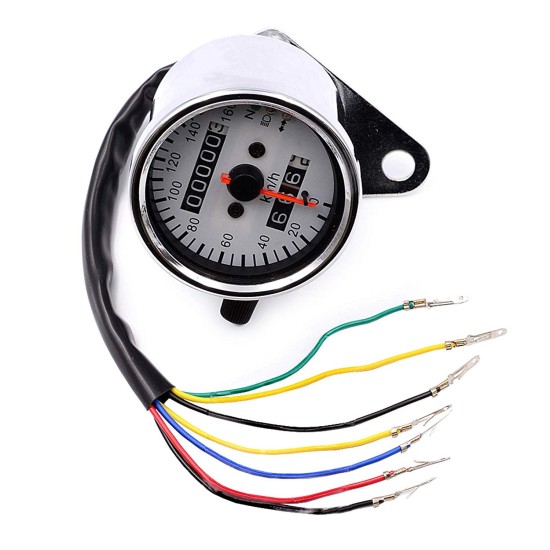 Motorcycle Odometer Speedometer Tachometer Speedo Meter LED For Honda Cafe Racer black