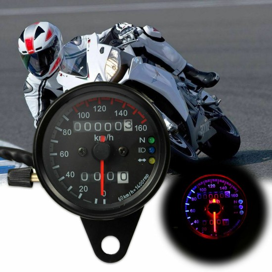 Motorcycle Odometer Speedometer Tachometer Speedo Meter LED For Honda Cafe Racer plating