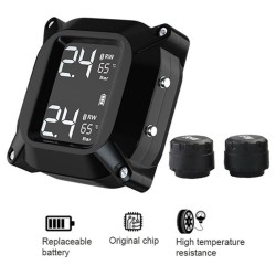 Motorcycle Wireless Tire Pressure Monitoring System Tpms High-precision Digital Display Tyre External Sensors Monitor black