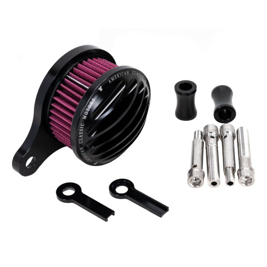 Professional Ribbed Air Cleaner Kit Intake Filter Kit black