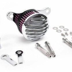 Ribbed Air Cleaner Kit 4 inch Intake Filter  silver