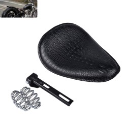 Universal Motorcycle Crocodile Leather Style Saddle Solo Seat Cushion Spring for /Honda/Yamaha/Kawasaki Brown/Black black