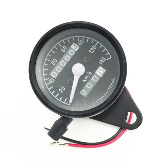 Unviersal 12V Retro Motorcycle Speedometer Tachometer Led Motorbike Odometer Double Meter Odometer Dashboard black