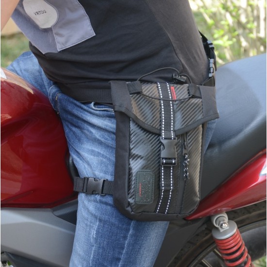 Waterproof Oxford Thigh Drop Waist Leg Bag Male Motorcycle Fanny Pack - Black black