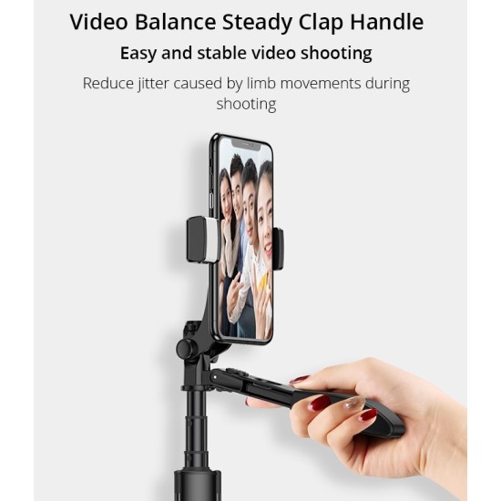 A21 Video Stabilizer Selfie Stick Tripod Bluetooth Tripod Selfie Stick Fill Light for iPhone Xiaomi Huawei Gimbal Mobile Phone Black-80cm