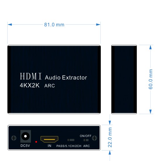 Black HDMI Audio Splitter Converter Adapter Supports ARC/3D/4Kx2K black