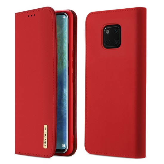 DUX DUCIS For Huawei MATE 20 pro Luxury Genuine Leather Magnetic Flip Cover Full Protective Case with Bracket Card Slot red_Huawei MATE 20 pro