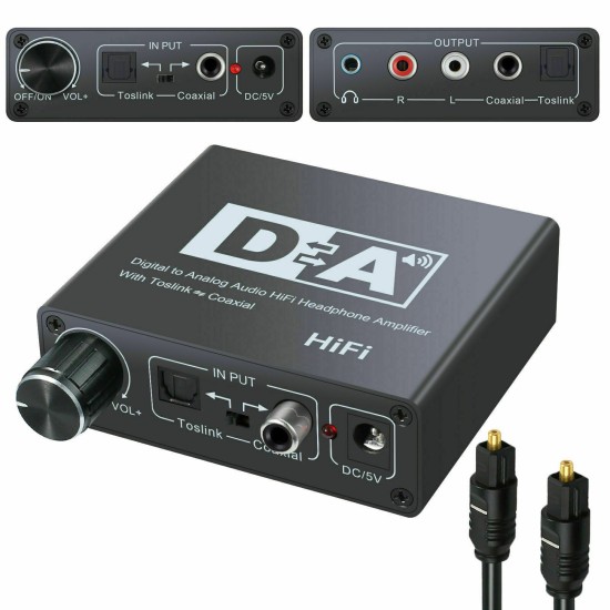 Digital to Analog R/L Audio Converter Plug and Play Stable Adaptor Convenient for Home Use black