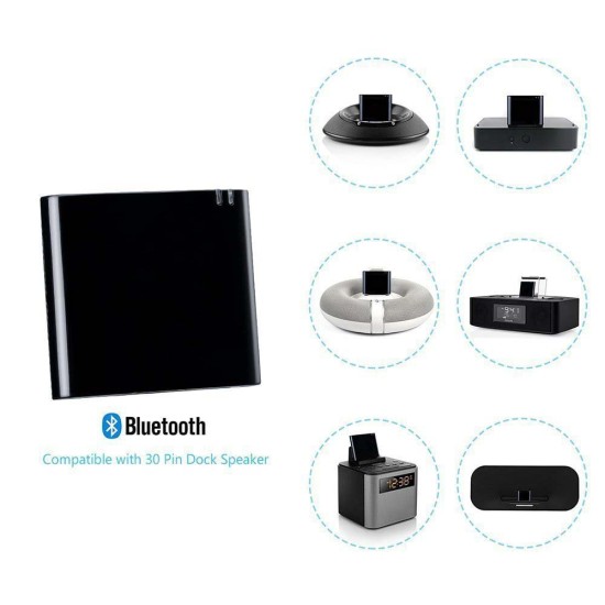 For 30pin iPhone iPod to Stereo Sounddock Bluetooth Audio Music Receiver Adapter black