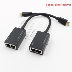 HDMI Over RJ45 CAT5e CAT6 UTP LAN Ethernet Extender Repeater 1080P  black