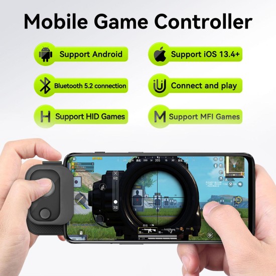 Mini Mobile Phone Game Controller Intelligent Gun-pressing Joystick Handle for Android IOS Black