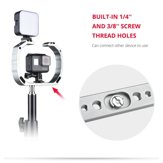 Shooting Phone Cage Bracket Handle for GoPro hero5/4/3 Handheld Video Rig Silver