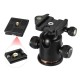 Tripod Head Aluminum Alloy Ball Head with Quick Release Plate 1/4" Screw for Camera Tripod  black