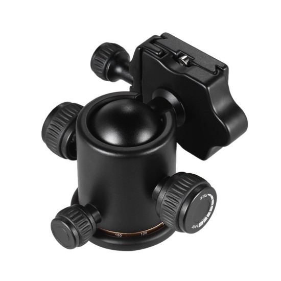 Tripod Head Aluminum Alloy Ball Head with Quick Release Plate 1/4" Screw for Camera Tripod  black