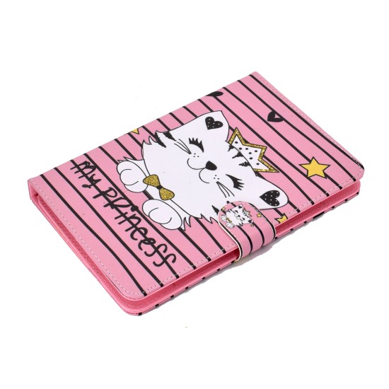 Universal Laptop Protective Case 7Inches Color Painted PU Cover with Front Snap Crown cat