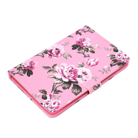 Universal Laptop Protective Case 7Inches Color Painted PU Cover with Front Snap Pink flower