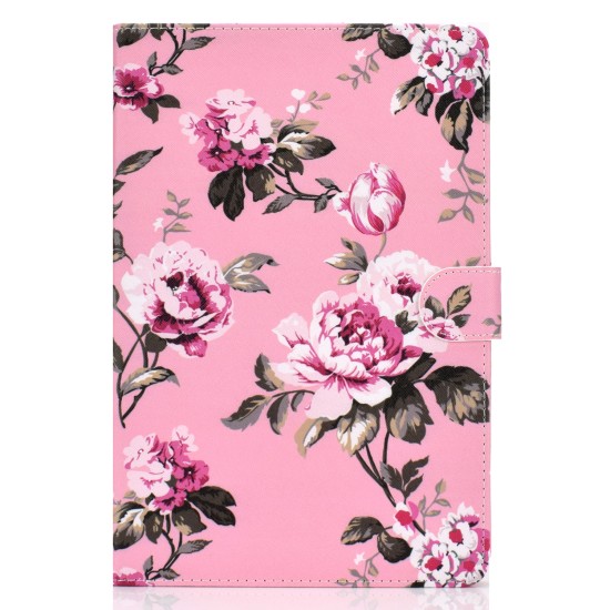 Universal Laptop Protective Cover Color Painted 8 Inches PU Case with Front Snap Pink flower