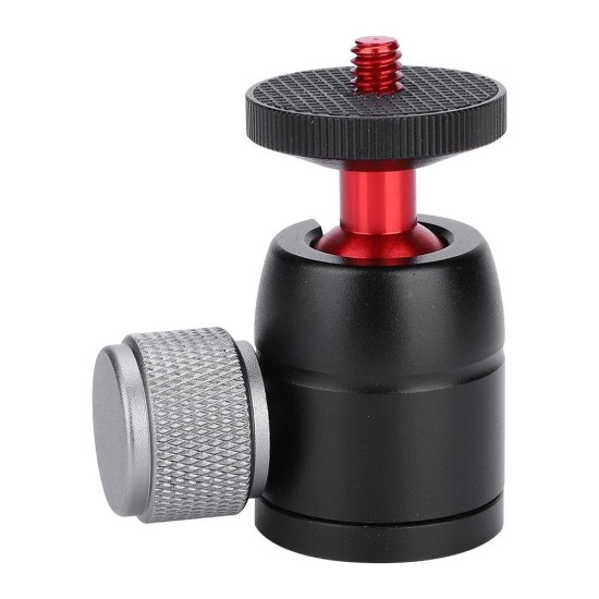 VELEDGE 360° Rotatable Mini Gimbal Tripod Ball Head Mount with 3/8"to 1/4"Adapter black red