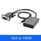 VGA Male to HDMI Female Adapter Converter Cable With 3.5 mm Audio Output 1080P VGA to HDMI for PC laptop to HDTV Projector PS4 black