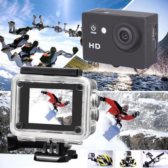 A1 2.0" Waterproof Outdoor Mini HD Action Camera Helmet Sport DV Camera for Skiing Diving Riding - Blue