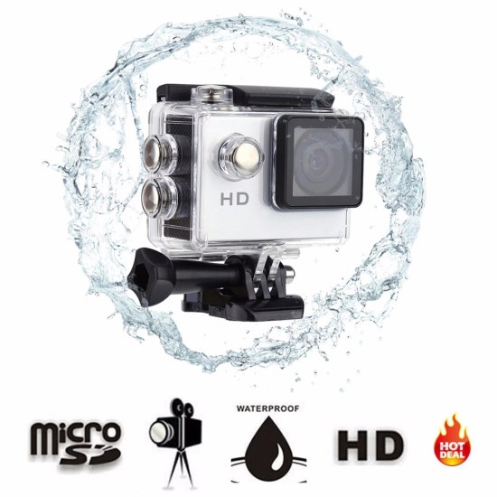 A1 2.0" Waterproof Outdoor Mini HD Action Camera Helmet Sport DV Camera for Skiing Diving Riding - Black