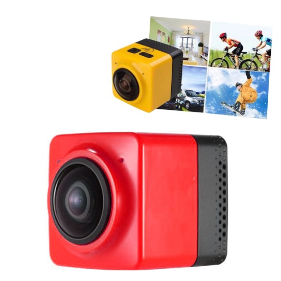 CUBE360 Outdoor WIFI Mini Sports Camera - HD Panoramic 360 Degree Waterproof Action Camera, Black