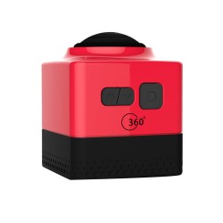 CUBE360 Outdoor WIFI Mini Sports Camera - HD Panoramic 360 Degree Waterproof Action Camera, Red