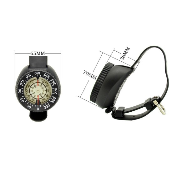 High Magnetic 50M Waterproof Mini Wristwatch Design Compass Lightweight Portable Plastic North Arrow for Swimming Diving Water Sports Accessory black