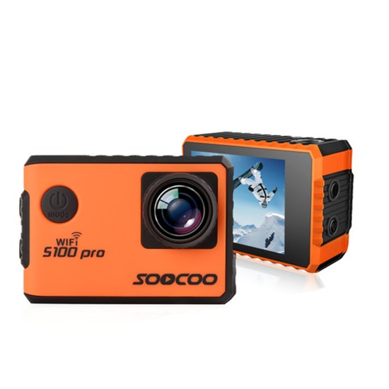 Original SOOCOO S100 Pro Voice Control Wifi 4K Action Camera - Waterproof 2.0 Touch Screen with Gyro and Remote 20MP, Orange