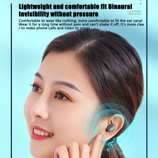 A10 Tws Wireless Earphone Bluetooth-compatible Dual Ear Power Display Earbuds In-ear Touch Sports Headset Black