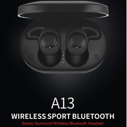 A13 TWS Wireless Earphone Bluetooth 5.0 Stereo Waterproof Noise Reduction Earbuds In Ear Headset black