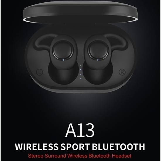 A13 TWS Wireless Earphone Bluetooth 5.0 Stereo Waterproof Noise Reduction Earbuds In Ear Headset black