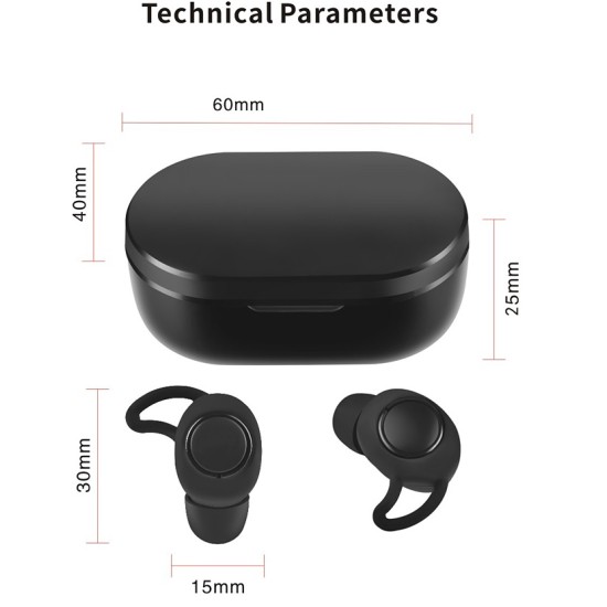 A13 TWS Wireless Earphone Bluetooth 5.0 Stereo Waterproof Noise Reduction Earbuds In Ear Headset black