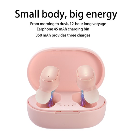 A6s Pro Bluetooth Headset Multicolor Binaural Communication Stereo Wireless Headphone Pink