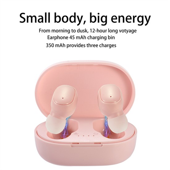 A6s Tws Earphones Wireless Bluetooth-compatible Headset Stereo Fone Sports Earbuds for Xiaomi Huawei iPhone Pink