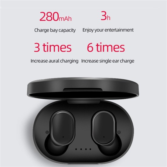 A6s Tws Headset Touch-control Mini Wireless Bluetooth Headphones Hands-free Calling Binaural Sports Earbuds Black