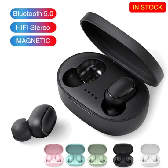 A6s Tws Headset Wireless Bluetooth Earphones Sports Stereo Music Earbuds Compatible for Xiaomi Huawei iPhone White