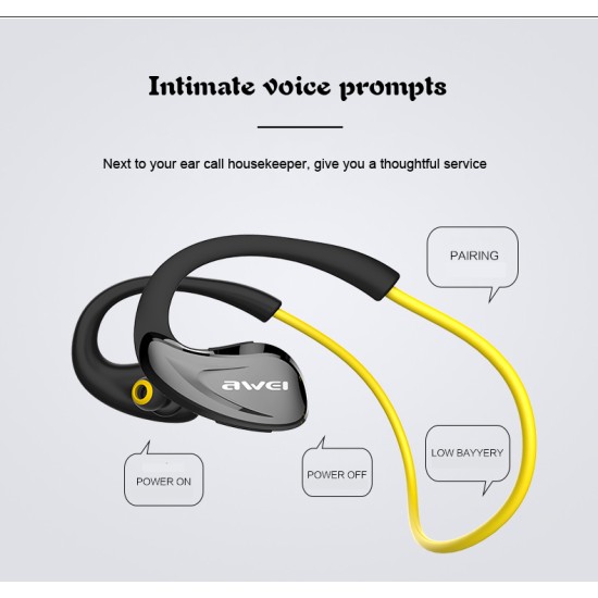 AWEI A880BL Sport Wireless Headphones Bluetooth Earphones Headset for Phones Running In-Ear Earphone Earpiece Yellow