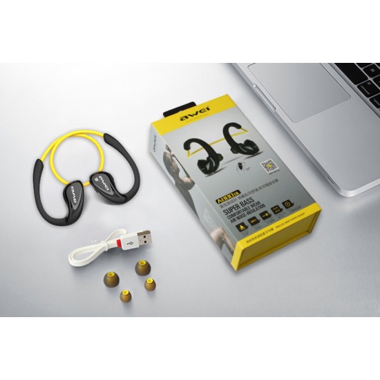 AWEI A880BL Sport Wireless Headphones Bluetooth Earphones Headset for Phones Running In-Ear Earphone Earpiece Yellow