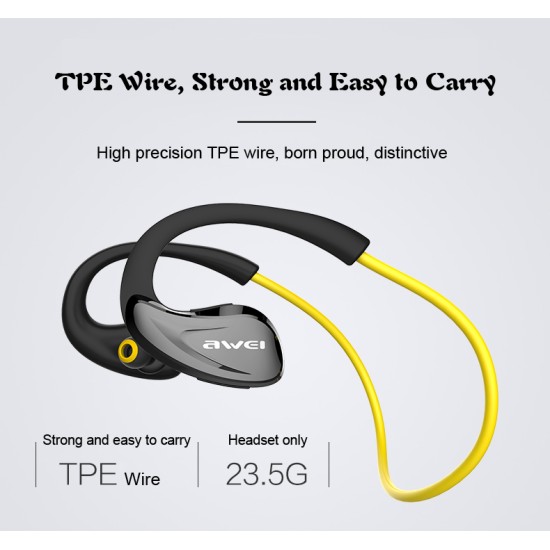 AWEI A880BL Sport Wireless Headphones Bluetooth Earphones Headset for Phones Running In-Ear Earphone Earpiece Yellow