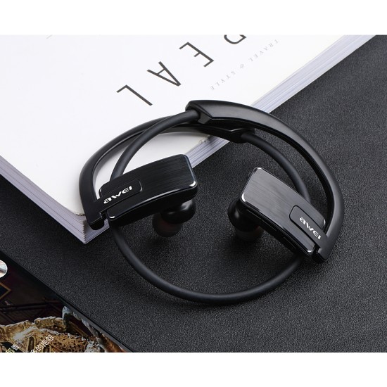 AWEI A883BL Sport Bluetooth Earphone with Mic Bass Stereo Waterproof Wireless Headphones Noise Cancelling Headset Black