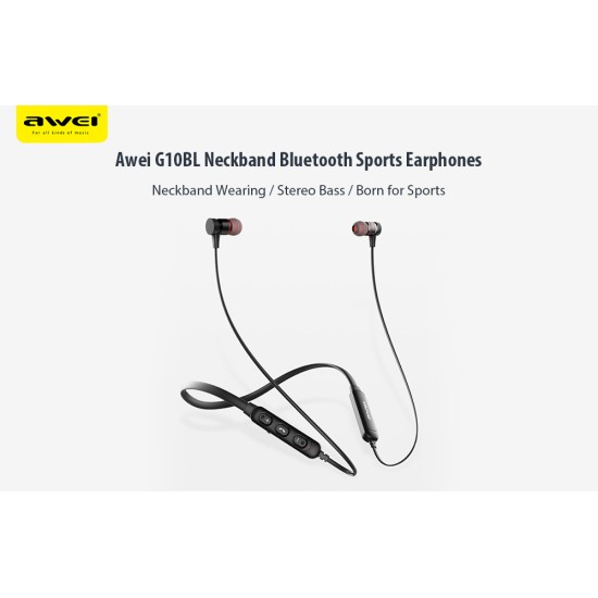 AWEI G10BL Bluetooth Earphone Wireless Headphones 3D Stereo Sports Earphones With Mic Black