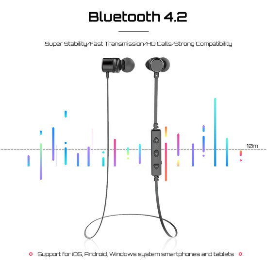 AWEI WT10 Bluetooth Earphone Wireless Headphone Headset Neckband Sport Earphone for Phone Black