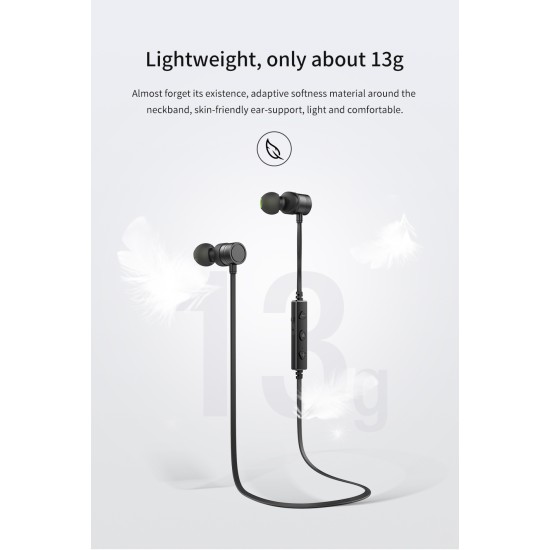 AWEI WT20 Bluetooth4.2 Stereo Wireless Earphone In Ear Sport Running Earbuds with Mic for phone Black